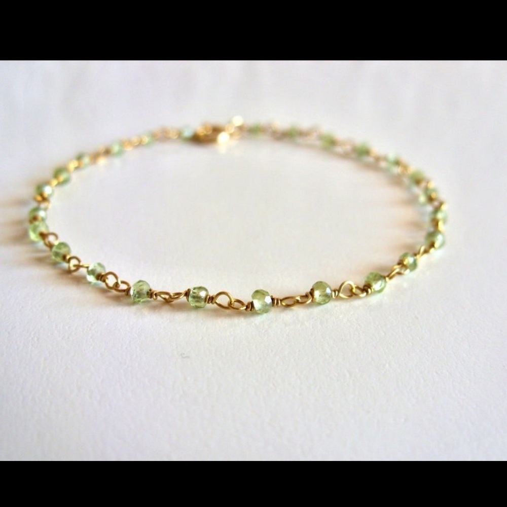 Peridot Bracelet August Birthstone Natural Gemstone Beaded bracelet